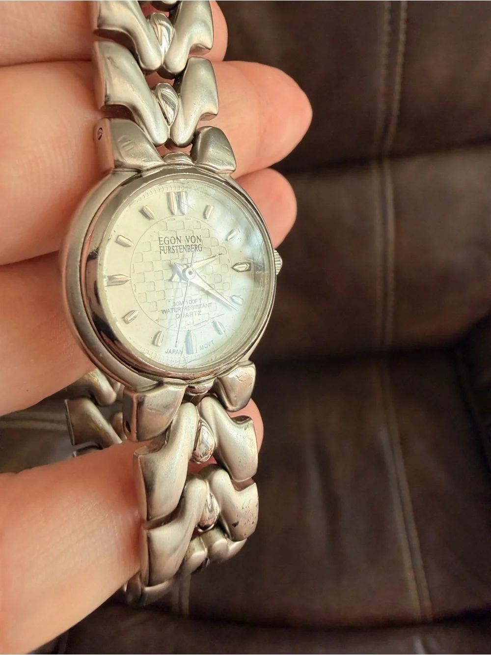 •EGON VON FURSTENBERG• Vintage Quartz Silver Tone Wrist Watch (some rubbing)